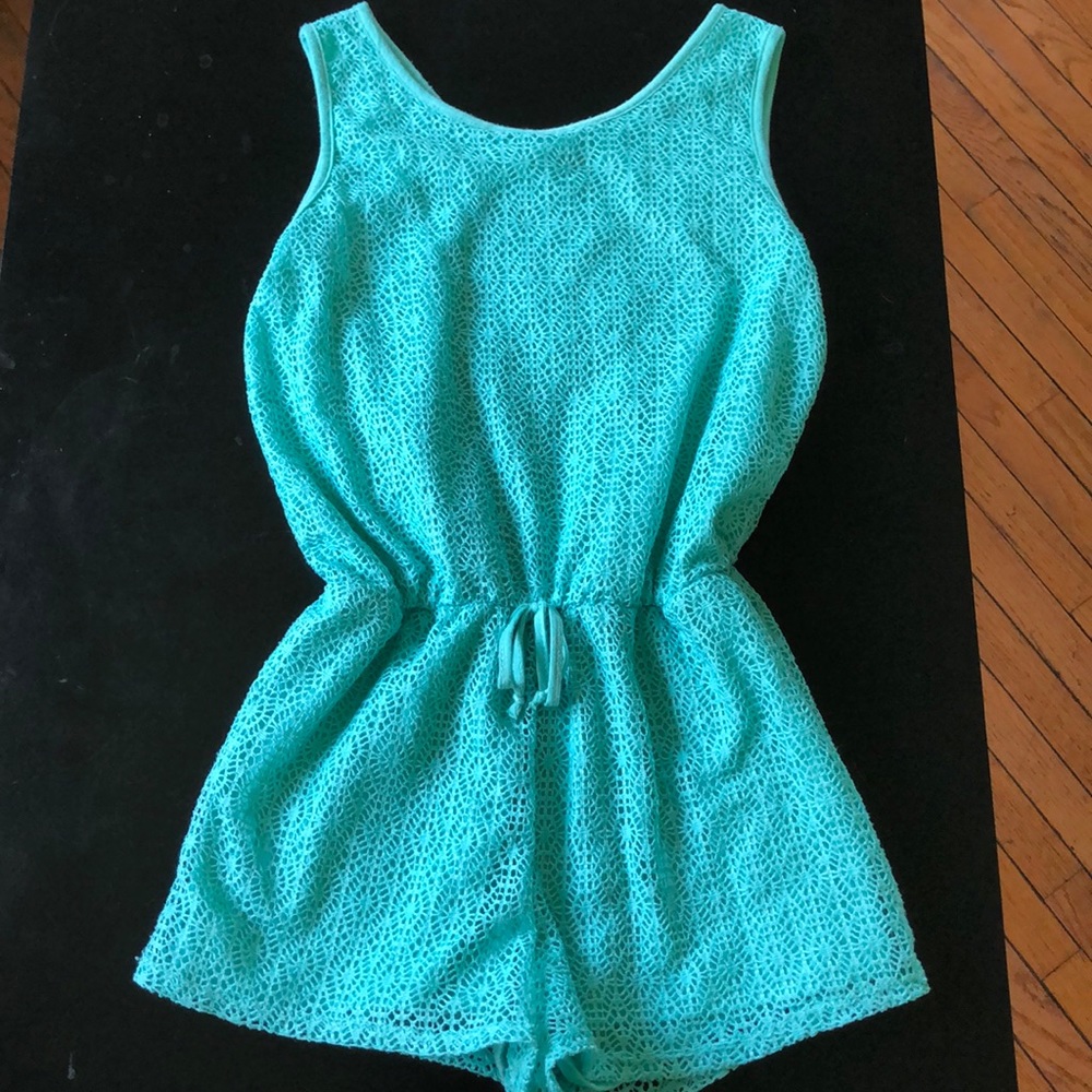 Teal Romper with a pattern